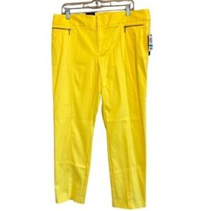 NWT INC Concepts Women's Regular Fit Dress Pants Bright Yellow 16 Career Stretch
